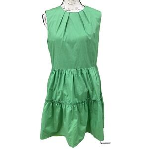 NWT Jade Dress MED Kelly Green Ruffle Tiers Pleat Sleeveless Lined Zip
